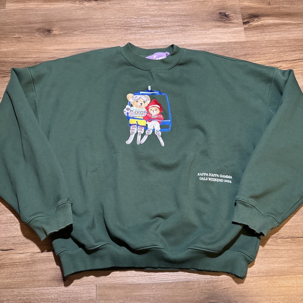 Mitch Flippo KKG Womens Sweatshirt LARGE Green Sorority Kappa‎ Kappa Gamma Bears